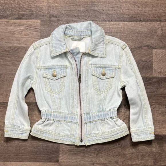 GB Girls Light Blue Jean Jacket Denim Peplum Design $44 - Picture 1 of 6